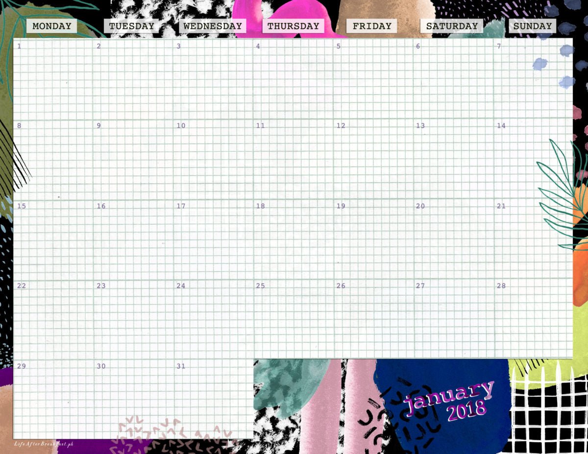 January 2018 Printable Calendar