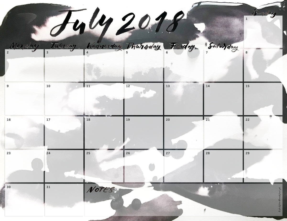 July 2018 Printable Calendar