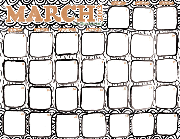 Download: March 2013 Printable Calendar