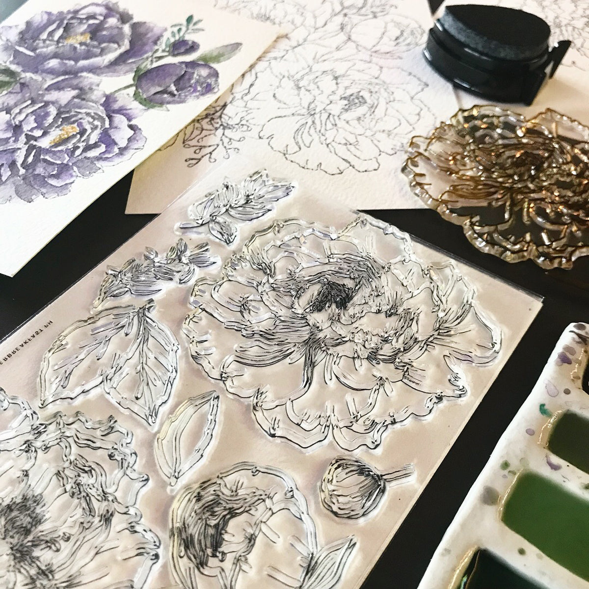 Peony Stamp Set