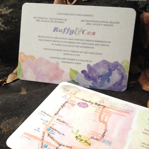 Watercolored Wedding Invitations: Raffy & Ces