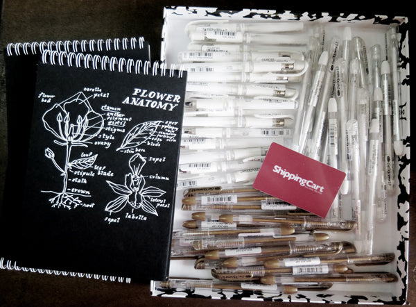 Hoarder Diaries: Pigment Pens on Black Paper