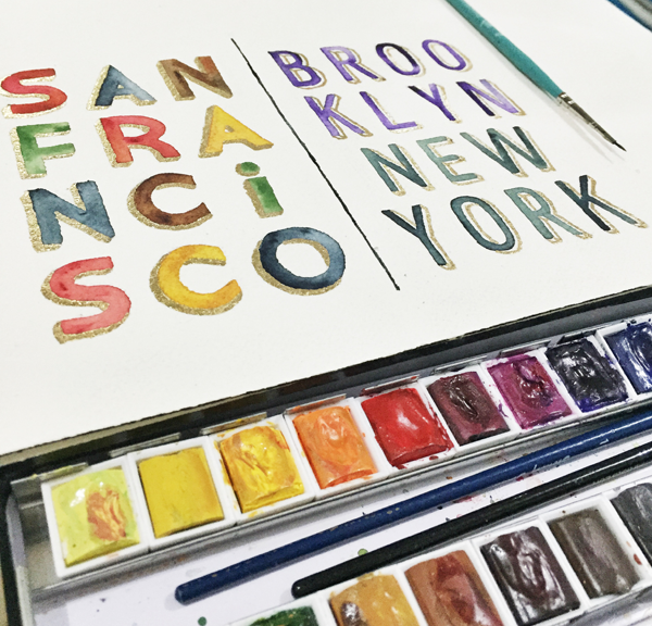Watercolor Lettering + Gold Leafing Workshops in SF & NY
