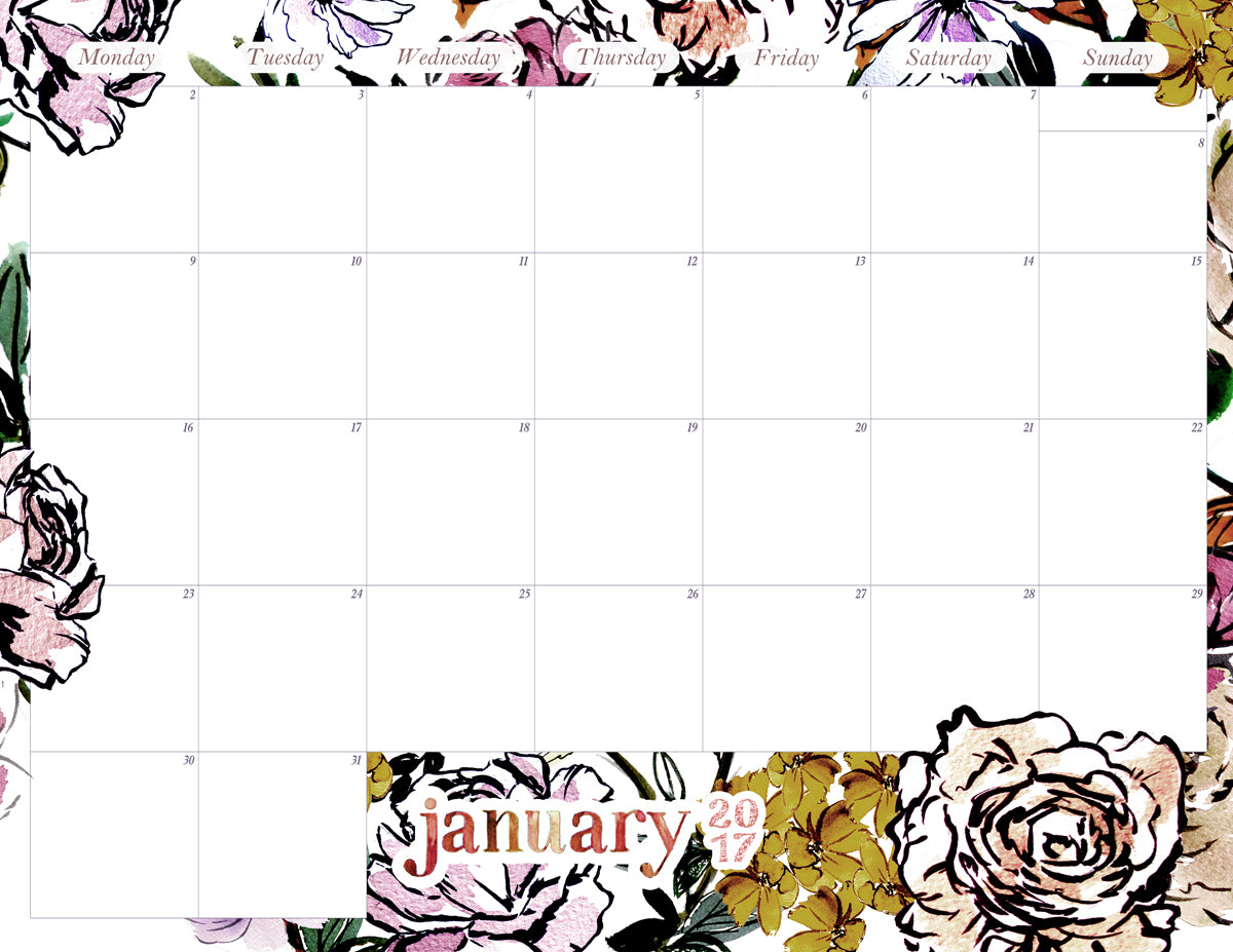January 2017 Printable Calendar