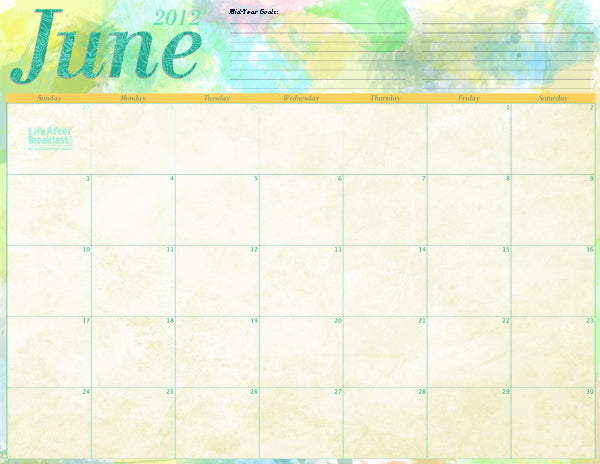 Download: June 2012 Printable Calendar