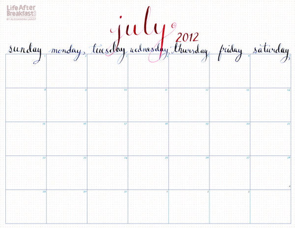 Download: July 2012 Printable Calendar