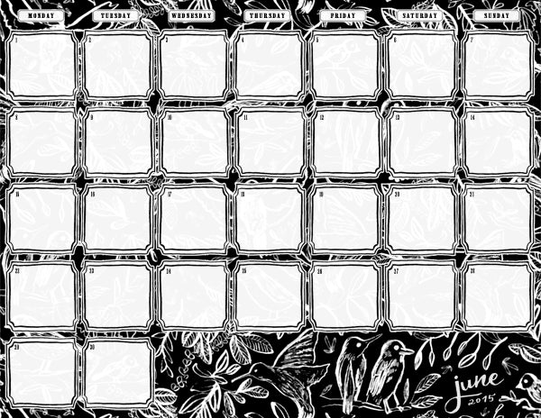 June 2015 Printable Calendar + Mixtape