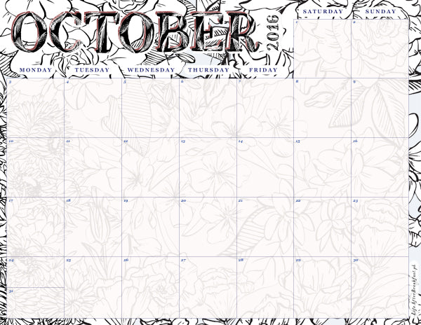 October 2016 Printable Calendars