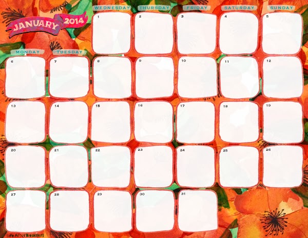 Download: January 2014 Printable Calendar